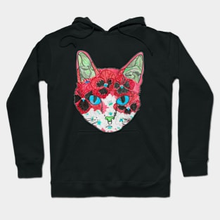 Red floral kitty Hoodie